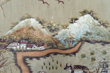 Charger l&#39;image dans la galerie, Important Ensemble de Trois Tapisseries Indochinoises Brodées de Soie Tigres et Cerfs Axis – Vietnam, Époque Coloniale, vers 1930
