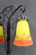 Загрузить изображение в средство просмотра галереи, Importante lampe bicéphale Art Déco en fer forgé – Muller Frères Lunéville, France, vers 1930
