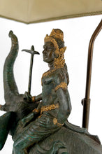 Load image into Gallery viewer, Lampe Sculpturale en Bronze à double patine représentant Indra sur Airavata, Thaïlande, Milieu XXe
