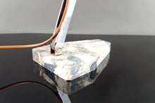 Cargar imagen en el visor de la galería, Importante Lampe de Bureau, Chrome, Aluminium et Marbre, Art Déco Moderniste, France, Circa 1930
