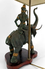 Load image into Gallery viewer, Lampe Sculpturale en Bronze à double patine représentant Indra sur Airavata, Thaïlande, Milieu XXe
