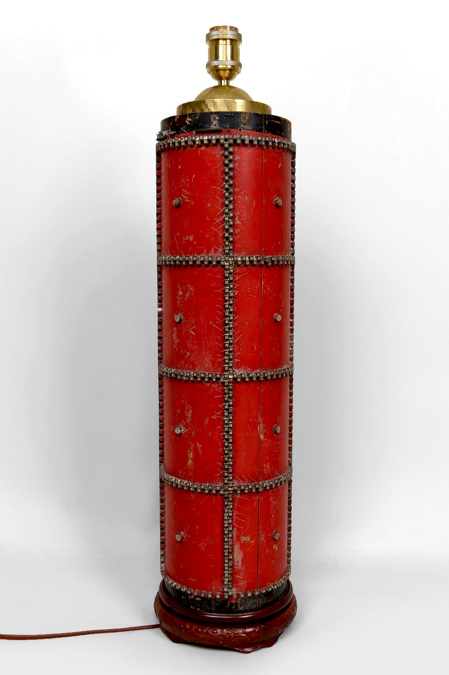 Importante Lampe Sculpturale, Ancien Rouleau Encreur Art Déco Industriel, Circa 1920-1930