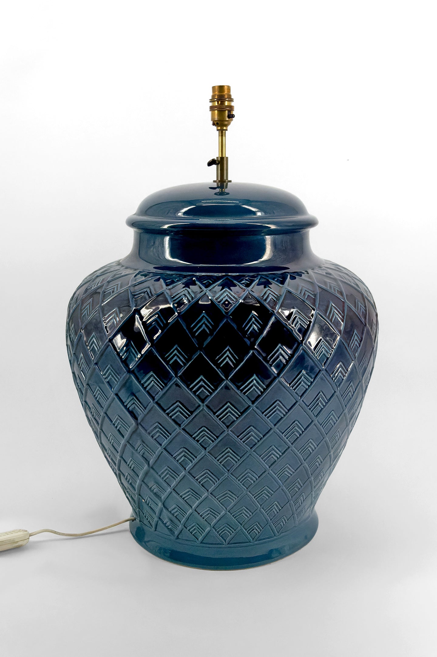 Importante lampe en céramique bleue, France, Années 1950-1960