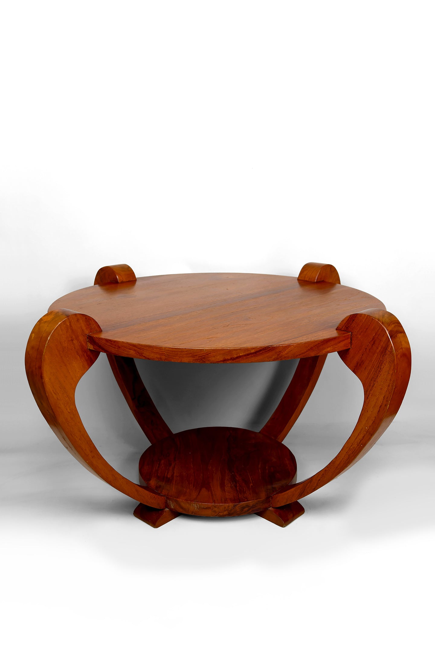 Guéridon / Table Basse en Teck Massif, Art Deco Colonial, Dans le Goût de Michel Dufet , Circa 1930