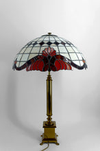 Загрузить изображение в средство просмотра галереи, Exceptionnelle lampe de table de style Tiffany – Bronze doré et vitrail opalescent – XXe siècle

