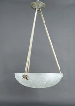 Cargar imagen en el visor de la galería, Lustre / Suspension / Vasque par Noverdy, Monture en Bronze Argenté, Art Deco, France, Circa 1930
