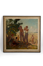 将图片加载到图库查看器，Huile sur panneau isorel, Les moissonneurs en pause,  Circa 1930–1940
