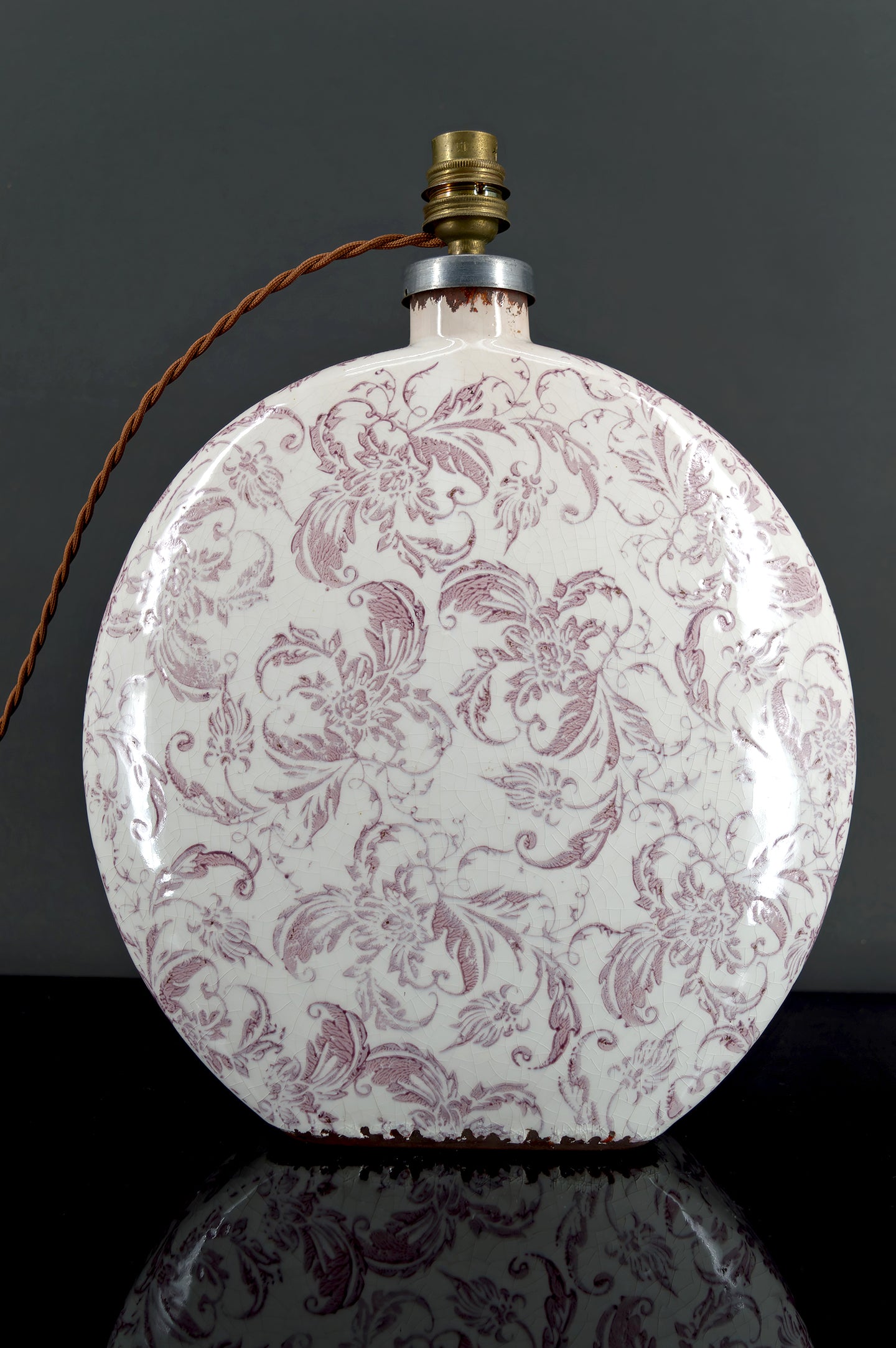 Lampe en céramique, Email craquelé, Shabby Chic, XXe