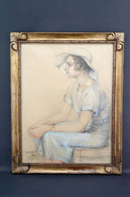 Load image into Gallery viewer, Portrait de jeune femme, pastel, Art Déco, par M.Ducoin, France, 1934
