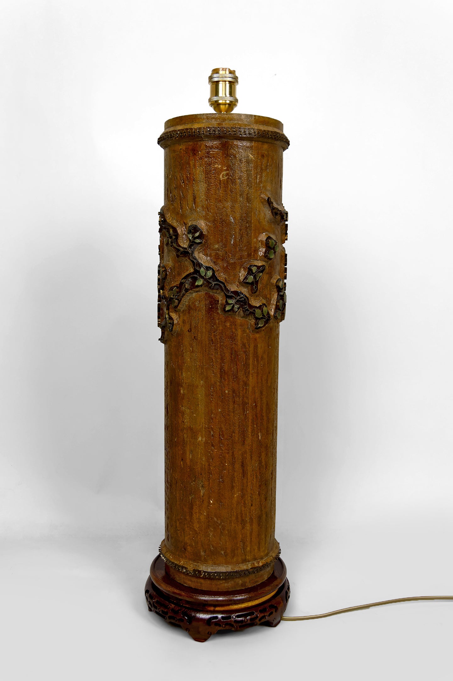 Importante Lampe, Ancien Rouleau Encreur Victorien Industriel, Fin XIXe