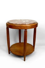 Charger l&#39;image dans la galerie, Guéridon / Table d’Appoint en Chêne Massif &amp; Plateau en Marbre Griotte France, Art Déco, Circa 1920
