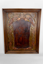 Charger l&#39;image dans la galerie, Important Panneau , Fable de la Fontaine: Le Corbeau et le Renard, Cuir Repoussé et Dinanderie, Art Nouveau, Circa 1890
