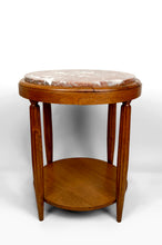Charger l&#39;image dans la galerie, Guéridon / Table d’Appoint en Chêne Massif &amp; Plateau en Marbre Griotte France, Art Déco, Circa 1920
