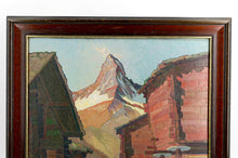 Lade das Bild in den Galerie-Viewer, Vue de paysage Suisse, Huile sur panneau, &quot;Findeln mit Matterhorn&quot;, Fr. WIPPERMAN, 1937
