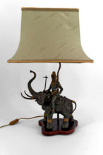 Load image into Gallery viewer, Lampe Sculpturale en Bronze à double patine représentant Indra sur Airavata, Thaïlande, Milieu XXe
