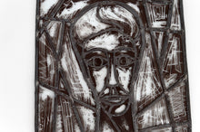 将图片加载到图库查看器，Vitrail moderniste – Portrait cubiste, Circa 1950
