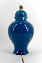 Lade das Bild in den Galerie-Viewer, Lampe en Céramique à Émail Bleu Craquelé , Dans le goût de Pol Chambost , France, circa 1950
