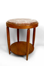 Charger l&#39;image dans la galerie, Guéridon / Table d’Appoint en Chêne Massif &amp; Plateau en Marbre Griotte France, Art Déco, Circa 1920
