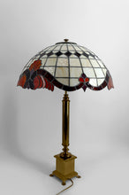Загрузить изображение в средство просмотра галереи, Exceptionnelle lampe de table de style Tiffany – Bronze doré et vitrail opalescent – XXe siècle

