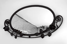 Загрузить изображение в средство просмотра галереи, Miroir Art déco en fer forgé à décor de roses, France, vers 1920
