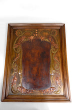Charger l&#39;image dans la galerie, Important Panneau , Fable de la Fontaine: Le Corbeau et le Renard, Cuir Repoussé et Dinanderie, Art Nouveau, Circa 1890
