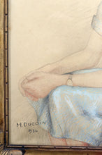 将图片加载到图库查看器，Portrait de jeune femme, pastel, Art Déco, par M.Ducoin, France, 1934
