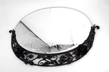 将图片加载到图库查看器，Miroir Art déco en fer forgé à décor de roses, vers 1920
