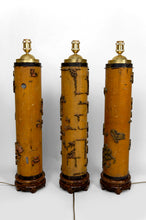 Charger l&#39;image dans la galerie, Lot de 3 Importantes Lampes, Anciens Rouleaux Encreur Art Nouveau Industriel, Circa 1900
