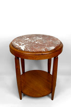 Charger l&#39;image dans la galerie, Guéridon / Table d’Appoint en Chêne Massif &amp; Plateau en Marbre Griotte France, Art Déco, Circa 1920
