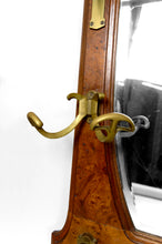 Charger l&#39;image dans la galerie, Vestiaire / Porte-Manteau Mural Art Nouveau en Chêne et Loupe d’Orme, Patères en Bronze et Miroir Biseauté, Circa 1900
