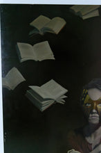 Load image into Gallery viewer, Peinture surréaliste sur panneau, &quot;Jeune Femme aux livres&quot;, Circa 1970

