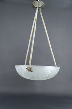 Cargar imagen en el visor de la galería, Lustre / Suspension / Vasque par Noverdy, Monture en Bronze Argenté, Art Deco, France, Circa 1930
