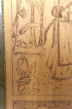 Charger l&#39;image dans la galerie, Paire de Panneaux Pyrogravés, Les Saisons : Automne &amp; Hiver, Art Nouveau, France, vers 1900
