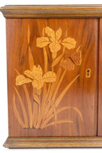 Загрузить изображение в средство просмотра галереи, Armoire murale Art Nouveau en bois marqueté d&#39;iris et de papillons, France, XXe
