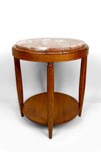 Charger l&#39;image dans la galerie, Guéridon / Table d’Appoint en Chêne Massif &amp; Plateau en Marbre Griotte France, Art Déco, Circa 1920
