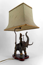 Load image into Gallery viewer, Lampe Sculpturale en Bronze à double patine représentant Indra sur Airavata, Thaïlande, Milieu XXe
