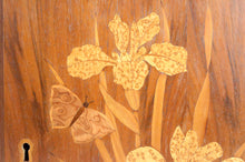 Загрузить изображение в средство просмотра галереи, Armoire murale Art Nouveau en bois marqueté d&#39;iris et de papillons, France, XXe
