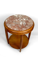 Charger l&#39;image dans la galerie, Guéridon / Table d’Appoint en Chêne Massif &amp; Plateau en Marbre Griotte France, Art Déco, Circa 1920
