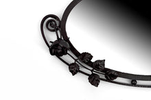 Загрузить изображение в средство просмотра галереи, Miroir Art déco en fer forgé à décor de roses, France, vers 1920
