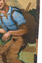 Lade das Bild in den Galerie-Viewer, Huile sur panneau, Randonneur à la pipe, Michel Jamar, France, circa 1930-1940
