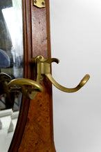 Charger l&#39;image dans la galerie, Vestiaire / Porte-Manteau Mural Art Nouveau en Chêne et Loupe d’Orme, Patères en Bronze et Miroir Biseauté, Circa 1900
