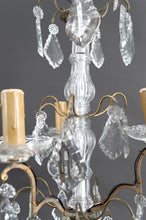 Загрузить изображение в средство просмотра галереи, Lustre cage en bronze et cristal de Baccarat, 3 feux, Style Louis XV / Transition – France, vers 1900
