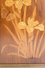 Lade das Bild in den Galerie-Viewer, Armoire murale Art Nouveau en bois marqueté d&#39;iris et de papillons, France, XXe
