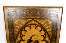 Charger l&#39;image dans la galerie, Tableau / Pyrogravure, Thème Religieux: St François Parlant aux Oiseaux, Art Nouveau Gothique, Début XXe
