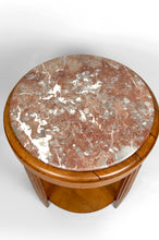 Charger l&#39;image dans la galerie, Guéridon / Table d’Appoint en Chêne Massif &amp; Plateau en Marbre Griotte France, Art Déco, Circa 1920
