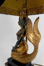 Charger l&#39;image dans la galerie, Lampe Sculpturale en Bronze à double patine verte et dorée représentant la Princesse Sirène Suvannamaccha, Thaïlande, XXe
