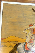 Charger l'image dans la galerie, Tableau / Pyrogravure Orientaliste, Cavaliers Arabes Chassant aux Faucons et Lévriers, France Circa 1900
