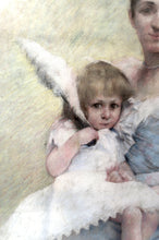 Загрузить изображение в средство просмотра галереи, Important Pastel de la Belle Époque, Portrait de mère et enfant – France, vers 1890–1900
