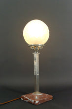 Load image into Gallery viewer, Lampe Art Déco moderniste en marbre, chrome et verre, France, vers 1925
