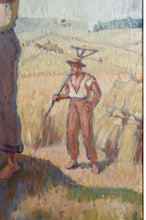 将图片加载到图库查看器，Huile sur panneau isorel, Les moissonneurs en pause,  Circa 1930–1940
